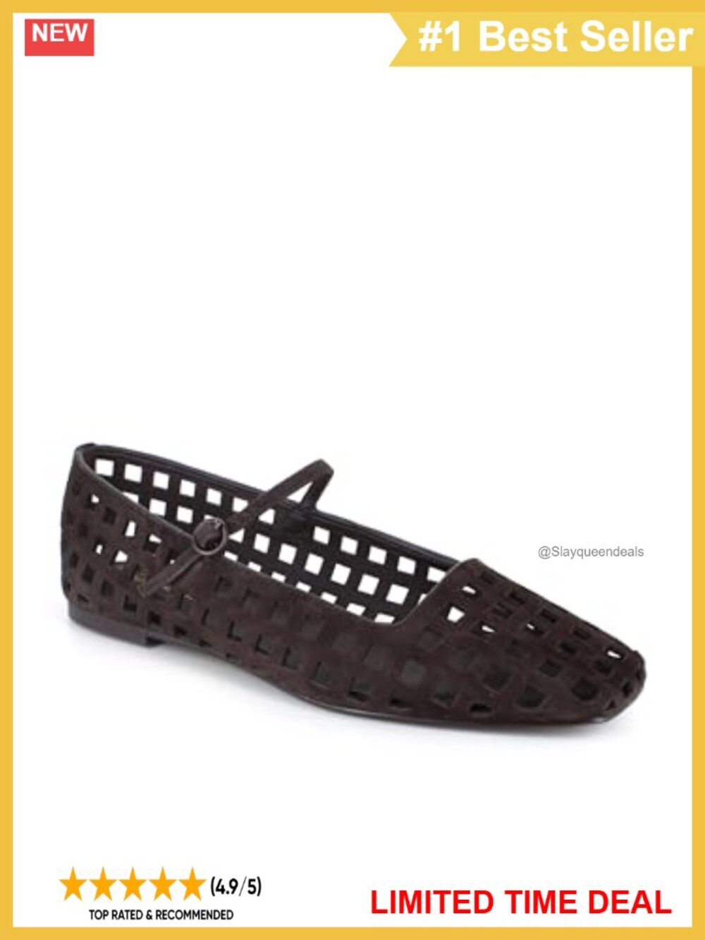 Suede Mary Jane Flats with Adjustable Buckle Strap and Laser-Cut Detailing
